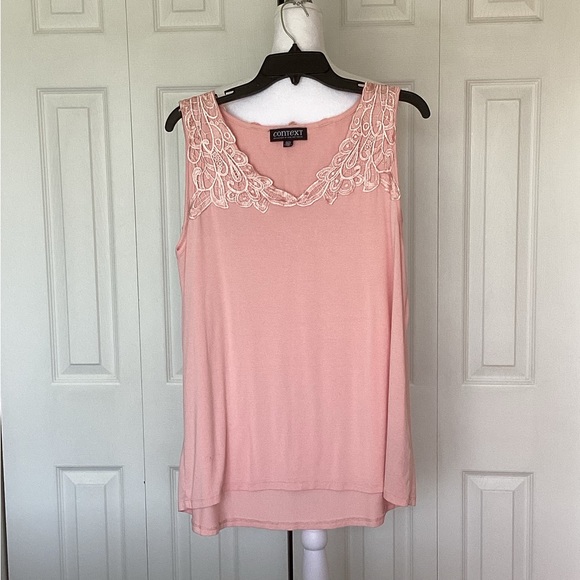 Blush, Soft Knit Top with Lace Detail - Picture 3 of 10